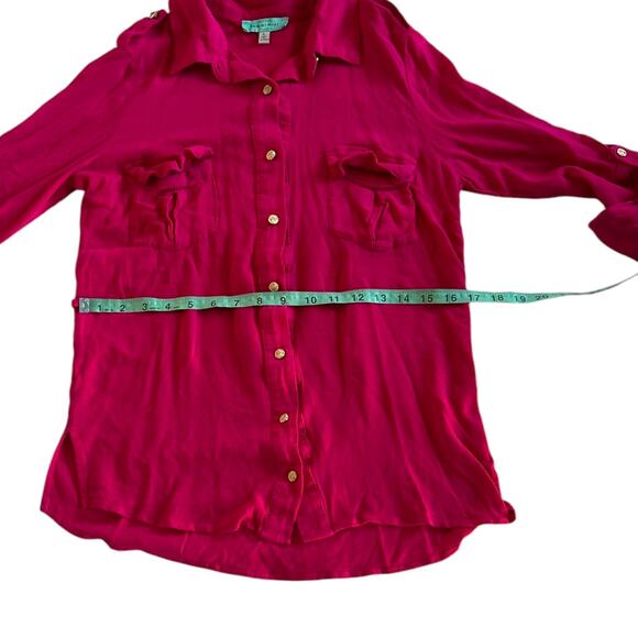 Womens Top Size Large Magenta Button Down Workwear Office Attire Outdoorsy Work - Picture 4 of 9
